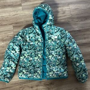 The North Face Kids Teal Camouflage Puffer Jacket